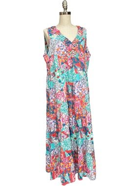 Tolani Collection Madison Patchwork Maxi Dress Large Petite Summer Dress